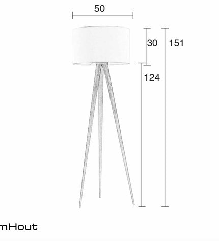 Vloerlamp Zuiver Tripod Wood - showroommodel