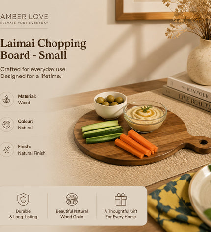 Laimai Small Mango Wood Chopping and Serving Board | Compact Kitchen Cutting Board for Food Prep and Snacks