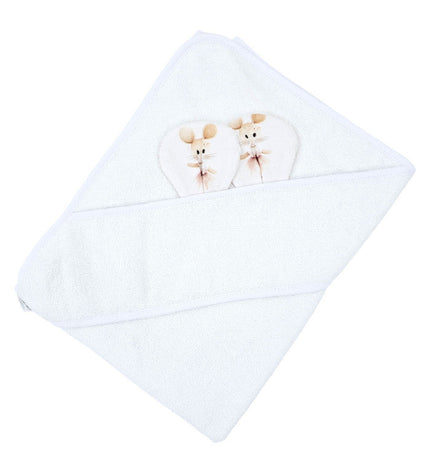 Bamboo bath cover Ballerina Mouse / White