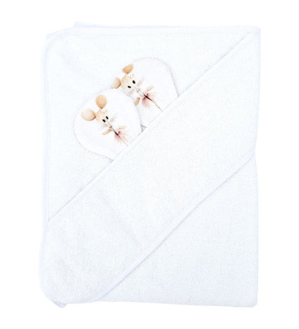 Bamboo bath cover Ballerina Mouse / White