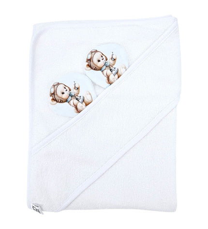 Bamboo bath cover PILOT BEAR/WHITE