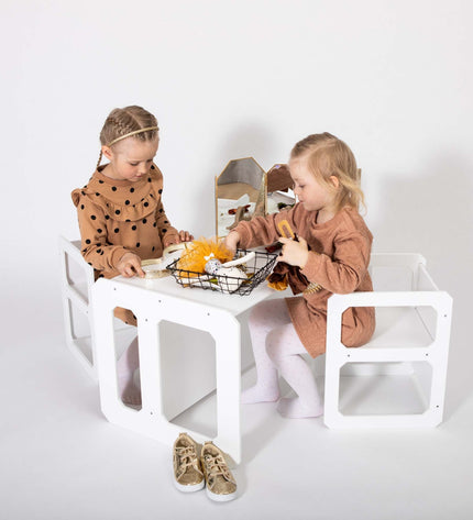 Montessori tafel om te spenen en set van 2 stoelen