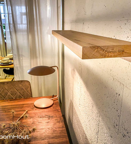 Houten wandplank  (rechte rand, rechte hoek)