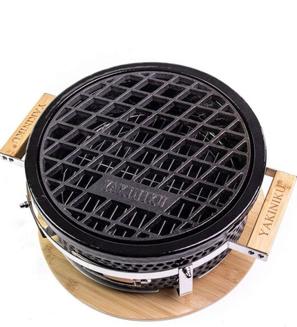 Shichirin Tabletop Grill Round Accessory Grate Cast Iron with Meat Marker