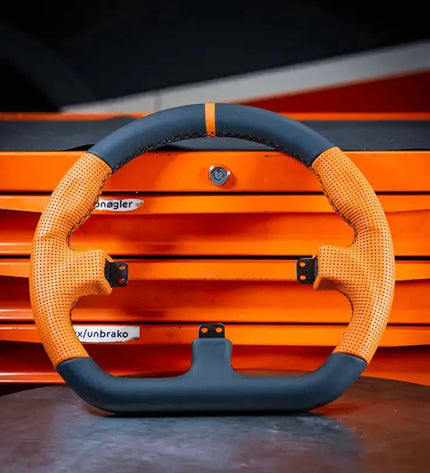 Asetek SimSports closed D orange leather rim