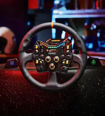 Asetek SimSports Round Black Leather Steering Wheel Rim