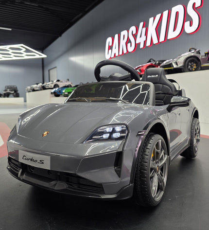 Elektrische kinderauto Porsche Taycan 1-persoons 12 volt grijs
