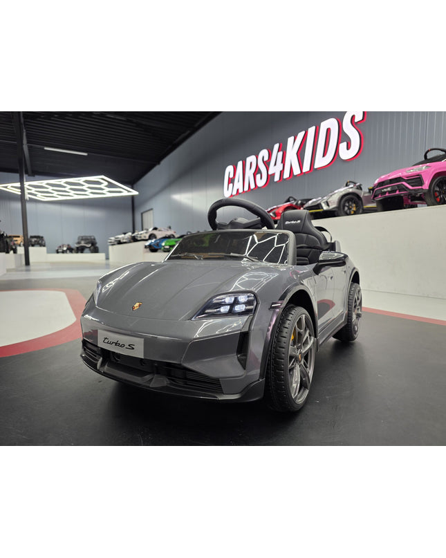 Elektrische kinderauto Porsche Taycan 1-persoons 12 volt grijs