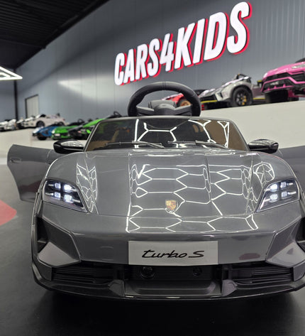 Elektrische kinderauto Porsche Taycan 1-persoons 12 volt grijs