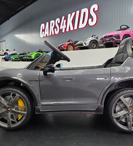 Elektrische kinderauto Porsche Taycan 1-persoons 12 volt grijs