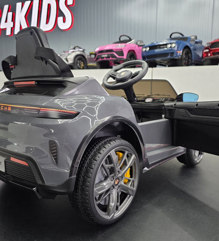 Elektrische kinderauto Porsche Taycan 1-persoons 12 volt grijs