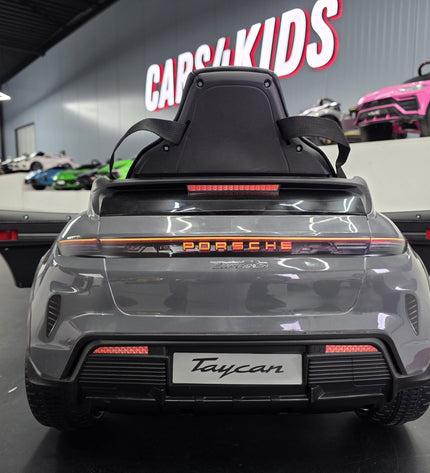 Elektrische kinderauto Porsche Taycan 1-persoons 12 volt grijs