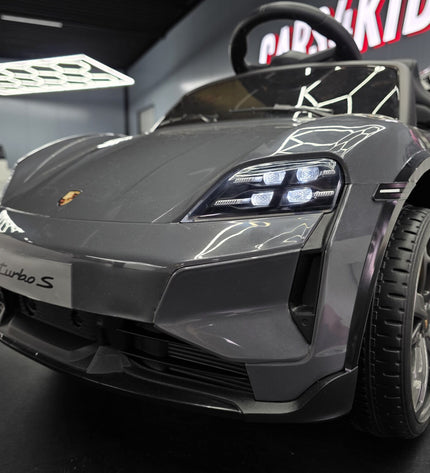 Elektrische kinderauto Porsche Taycan 1-persoons 12 volt grijs