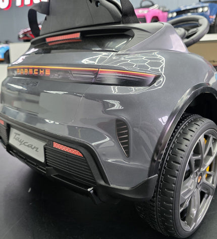 Elektrische kinderauto Porsche Taycan 1-persoons 12 volt grijs