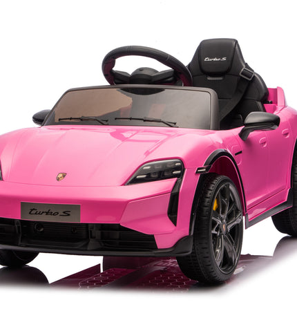 Kinderauto op accu Porsche Taycan voor 1 persoon 12 volt roze