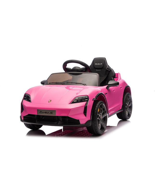 Kinderauto op accu Porsche Taycan voor 1 persoon 12 volt roze