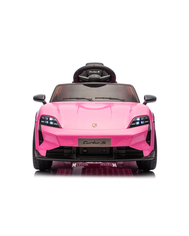 Kinderauto op accu Porsche Taycan voor 1 persoon 12 volt roze