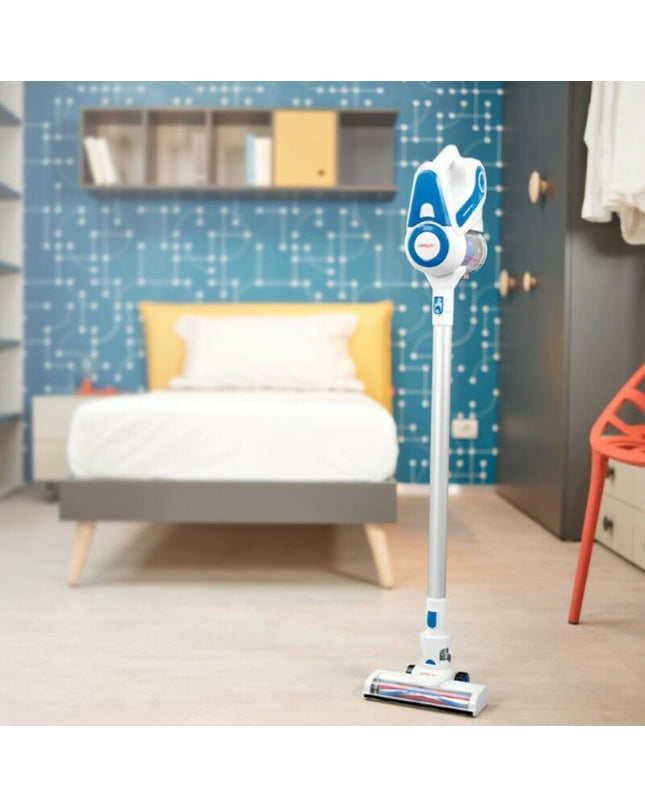 POLTI SLIM SR90B vacuum cleaner with 0.5L capacity and 22.2V battery, designed for home cleaning and floor maintenance.