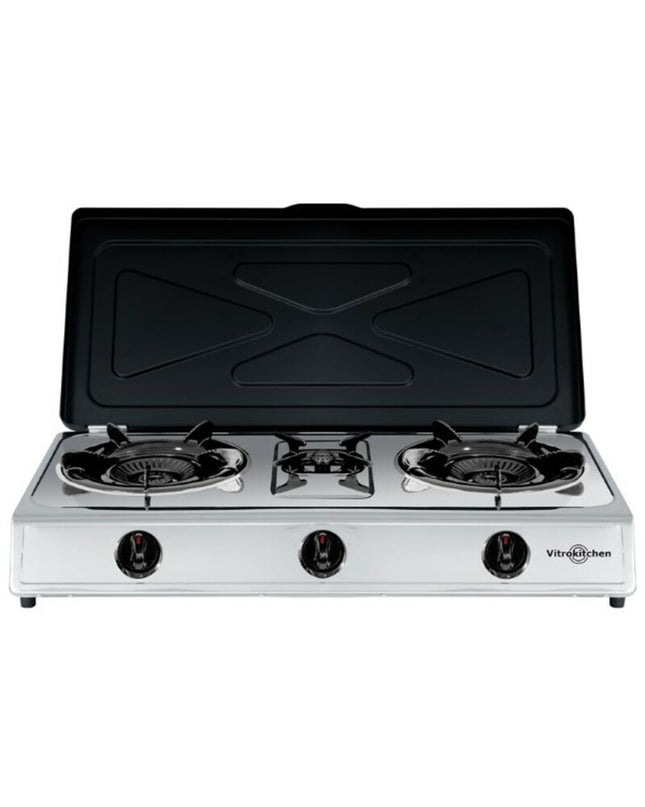 Vitrokitchen 360IB gas stove for outdoor camping and hiking, compact and durable outdoor cooking appliance.
