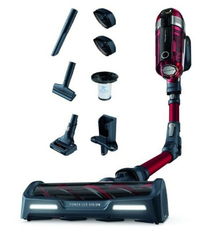 Rowenta X-Force Flex cordless steel vacuum cleaner with 0.9L capacity, 25.2V power, and 130W for home cleaning.