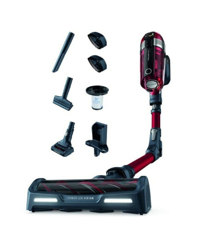 Rowenta X-Force Flex cordless steel vacuum cleaner with 0.9L capacity, 25.2V power, and 130W for home cleaning.