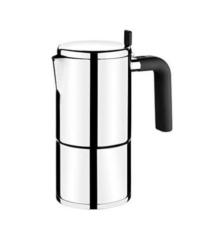 Stainless steel Italian coffee pot BRA A170402 for brewing espresso-style coffee at home.