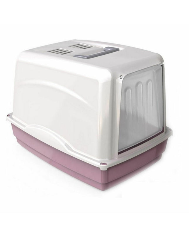 Set of five Georplast cat litter boxes, 54x39x39 cm, with sturdy plastic construction and high sides for easy cleaning.