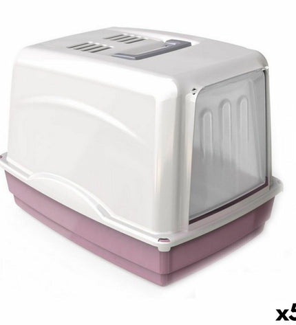 Set of five Georplast cat litter boxes, 54x39x39 cm, made of durable plastic, designed for easy cleaning and cat comfort.