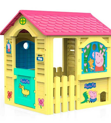 Peppa Pig playhouse for kids, colorful toy house with windows and door, suitable for outdoor play, part of Peppa Pig toys collection.