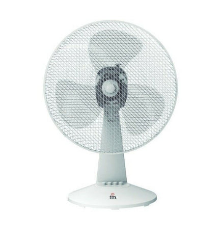 Grupo FM SB140 portable table fan with multicolour blades, 40 cm diameter, 40W power, ideal for home and kitchen cooling.