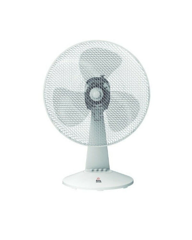 Grupo FM SB140 portable table fan with multicolour blades, 40 cm diameter, 40W power, ideal for home and kitchen cooling.