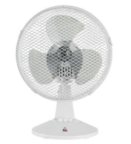 Grupo FM Tafelventilator, 25W portable fan with 23cm diameter, white color, suitable for home cooling and comfort.