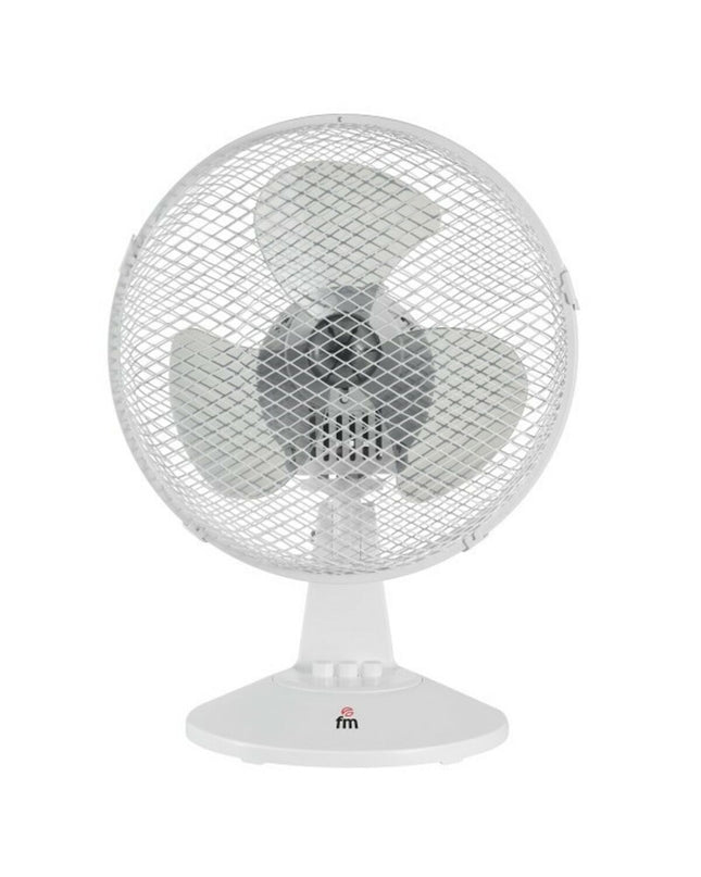 Grupo FM Tafelventilator, 25W portable fan with 23cm diameter, white color, suitable for home cooling and comfort.