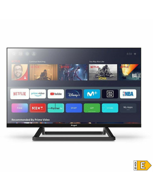 Engel LE2485SM 24-inch LED Smart TV showing a colorful screen with TV interface, electronic home entertainment device.