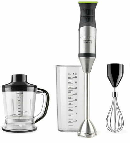 Taurus multifunctional hand blender with accessories, compact kitchen appliance for blending and mixing in home cooking.