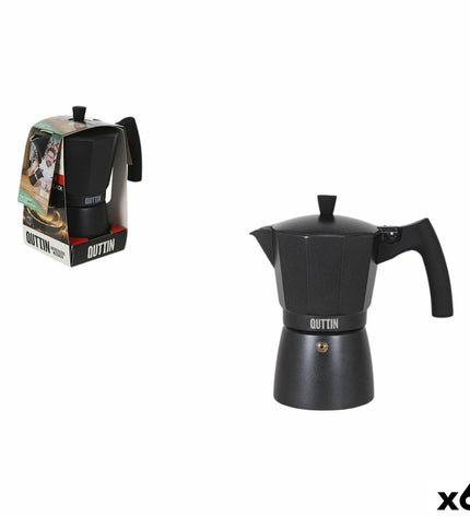 Quttin Italian coffee pot with 6 cups, classic stovetop moka maker for brewing rich Italian coffee.