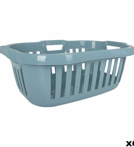 Six blue Tontarelli Hipster laundry baskets, 50L capacity, measuring 66x44x25 cm, designed for home storage and organization.