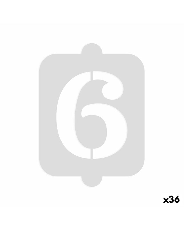 Algon number 6 cake stencil set with 36 baking templates for home kitchen and baking projects.
