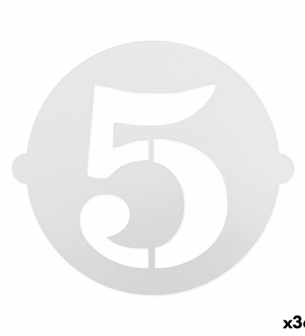 Algon number 5 cake stencil set for baking, includes 36 plastic stencils for decorating cakes and desserts.