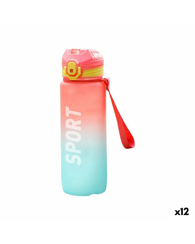 Set of 12 Bewinner multicolour 600 ml water bottles, ideal for sports, outdoor activities, camping, and hiking.