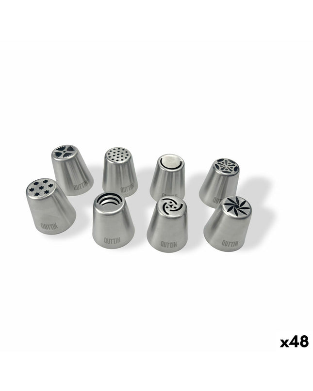 Set of 48 Quttin XL piping tips for decorating and baking with pastry bags, suitable for home baking and cake decorating.
