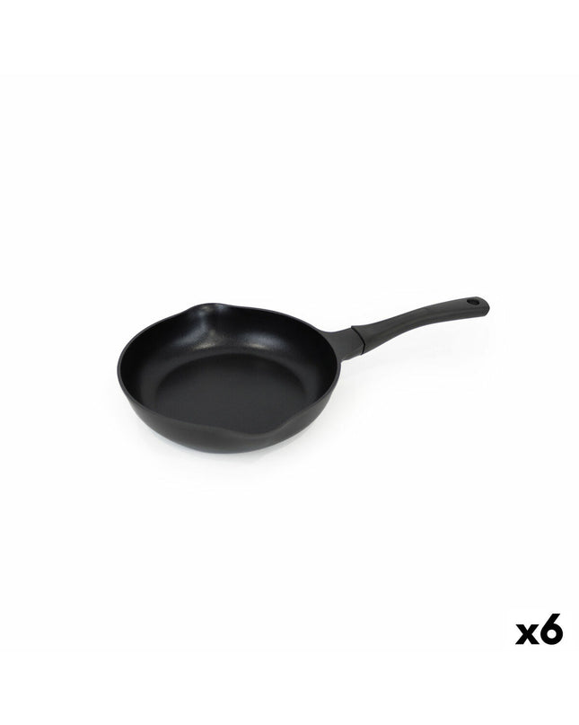 Set of six Quttin aluminium pans for household cooking, shown with handles and lids in a kitchen setting.