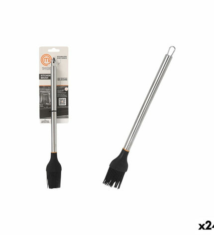 Set of 24 MasterChef silicon kitchen brushes with stainless steel handles, 31 cm long, ideal for baking and cooking tasks