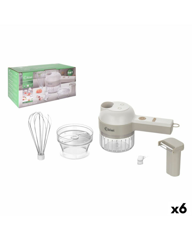 Set of six Kiwi rechargeable mini portable choppers with 200 ml capacity, ideal for small kitchen tasks and food preparation.