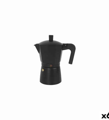 Set of six MasterChef Italian coffee pots for stove top brewing, featuring classic design and stainless steel finish.