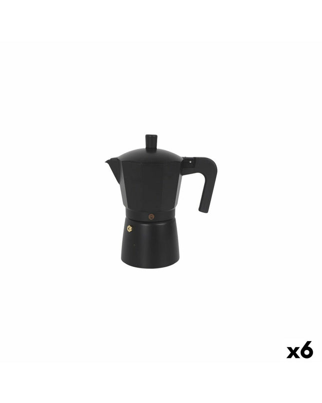 Set of six MasterChef Italian coffee pots for stove top brewing, featuring classic design and stainless steel finish.