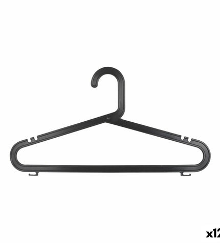 Set of 12 Dem plastic clothing hangers with 4 parts for home organization, ideal for wardrobe storage and garment hanging.