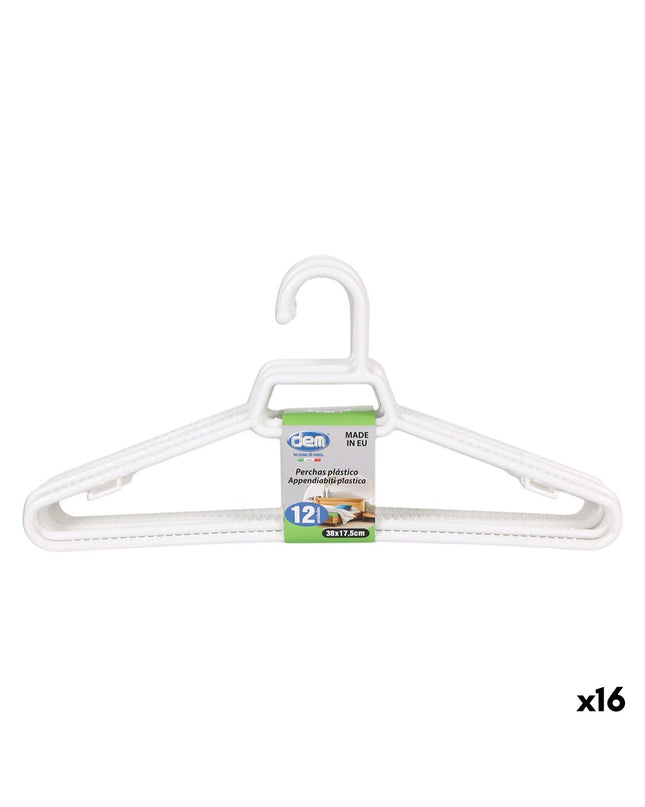 Dem Kleerhangerset plastic storage hangers, 38x17.5cm, set of 12, ideal for home organization and closet storage.