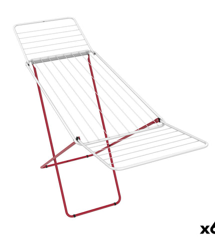 Confortime Lotus white and red metal clothes drying rack with 6 pieces, 180x55x109 cm, for household laundry organization