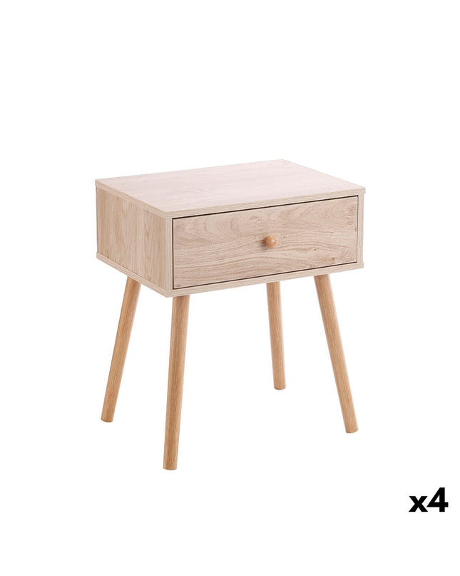 Set of four MobleKit brown nightstands in MDF with wood finish, measuring 40x30x47 cm, suitable for bedroom furniture.